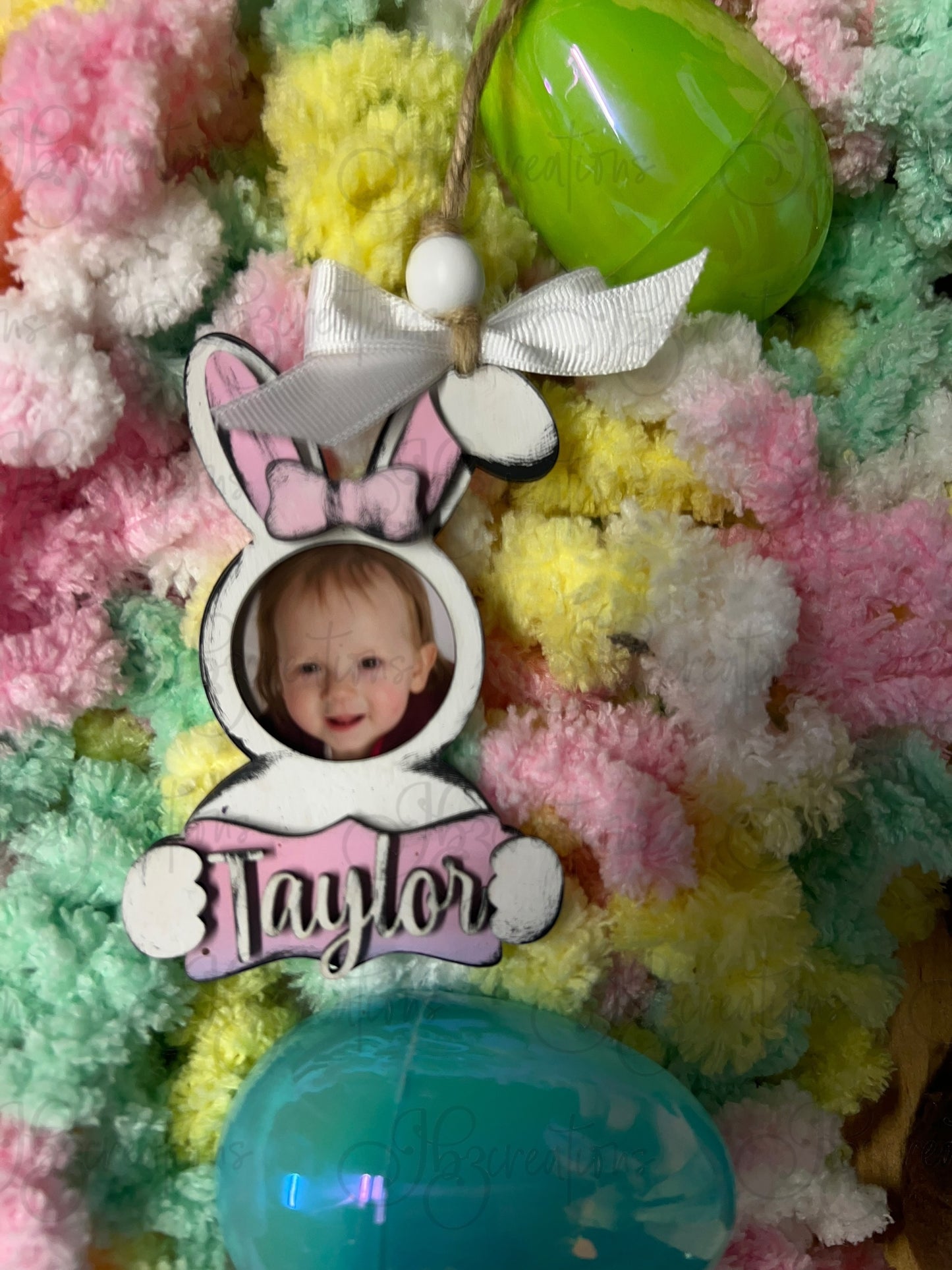 Easter Bunny Basket Photo Frame Tags Personalized Easter Decor Easter Ornament DIY