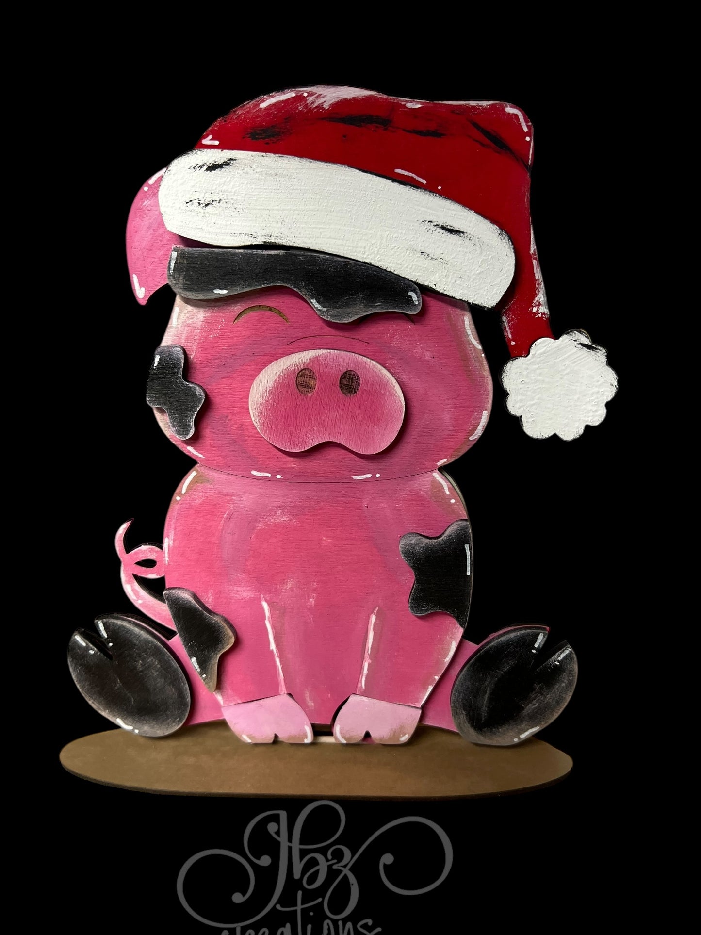 Farm Animal Pig with Interchangeable Seasonal Hats Shelf Sitter Pig Decor Pig Decorations