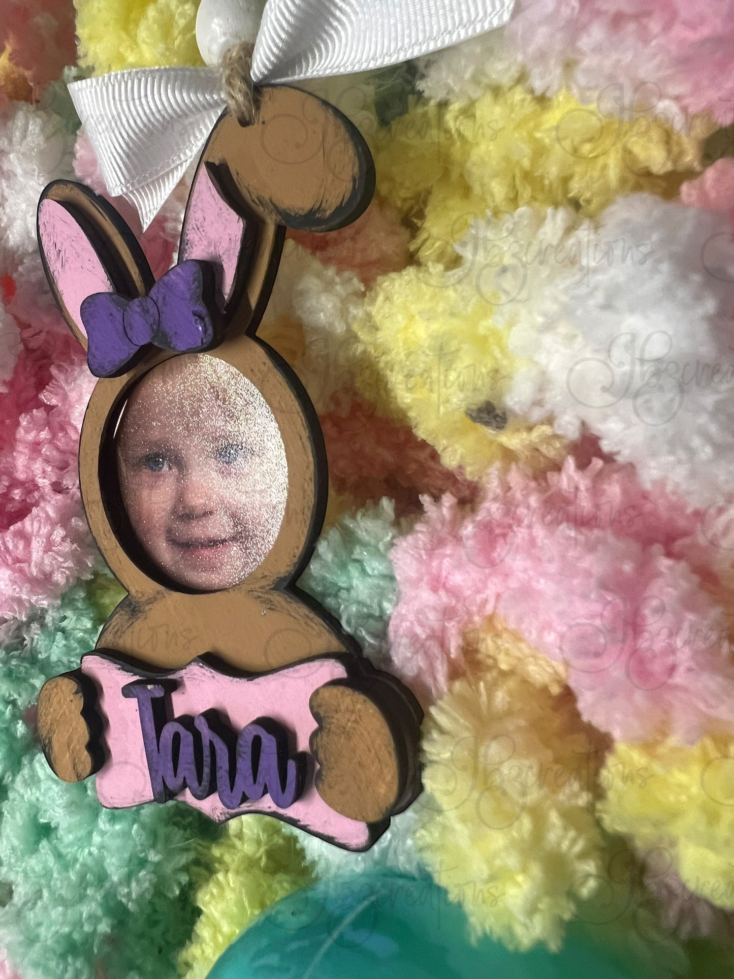 Easter Bunny Basket Photo Frame Tags Personalized Easter Decor Easter Ornament DIY
