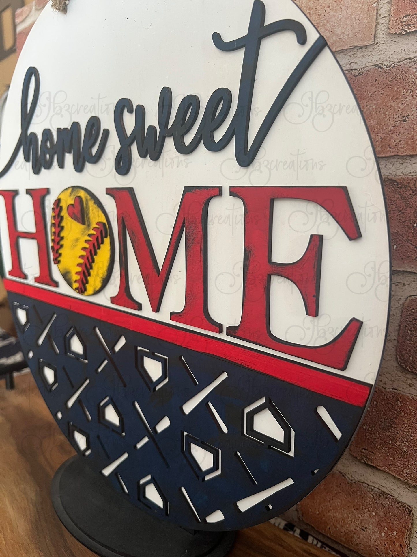 Home Sweet Home Baseball Welcome Door Hanger Home Sweet Home Softball Door Hanger Round Sign Baseball Round Door Sign Softball Round Sign