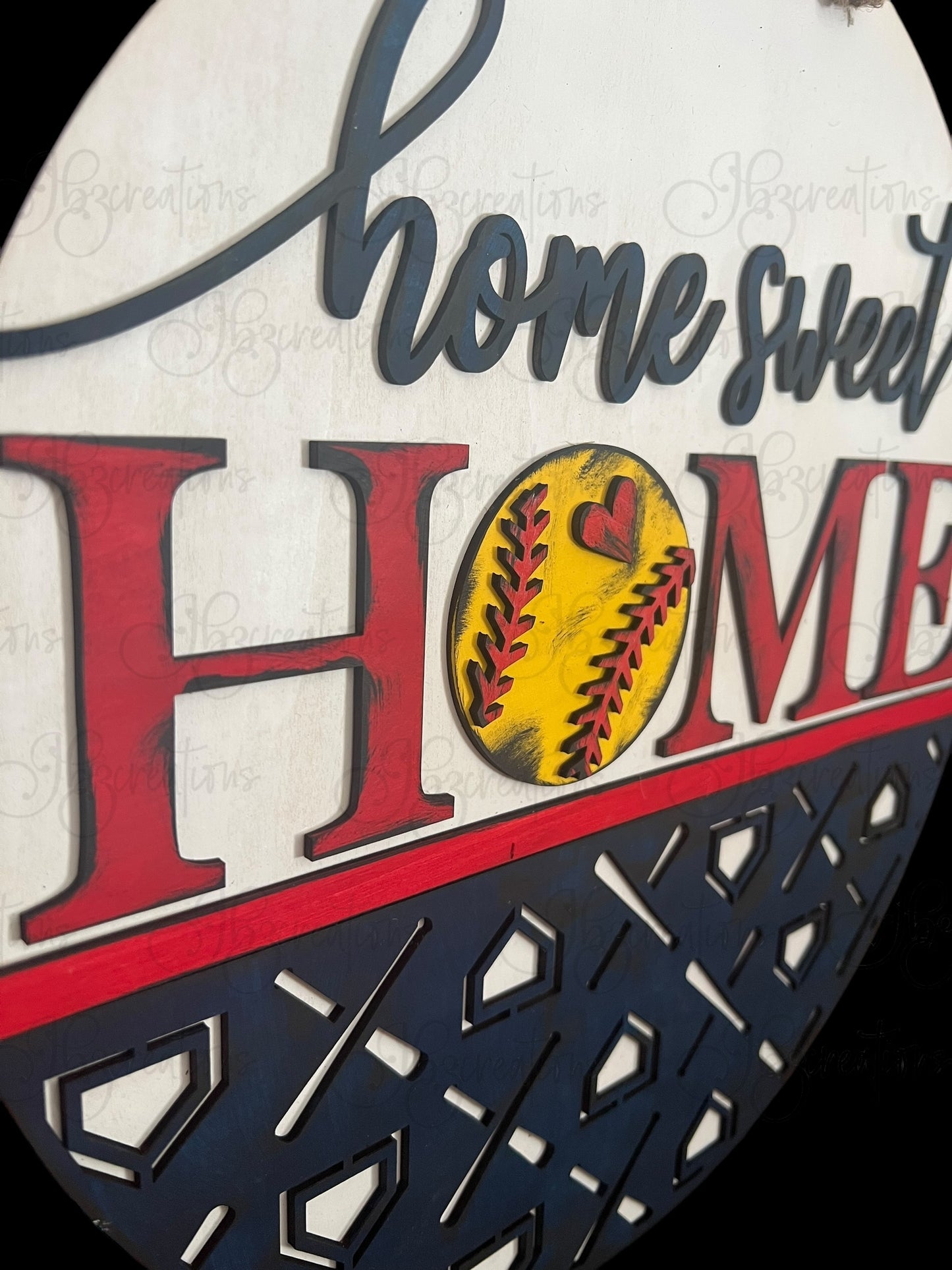 Home Sweet Home Baseball Welcome Door Hanger Home Sweet Home Softball Door Hanger Round Sign Baseball Round Door Sign Softball Round Sign