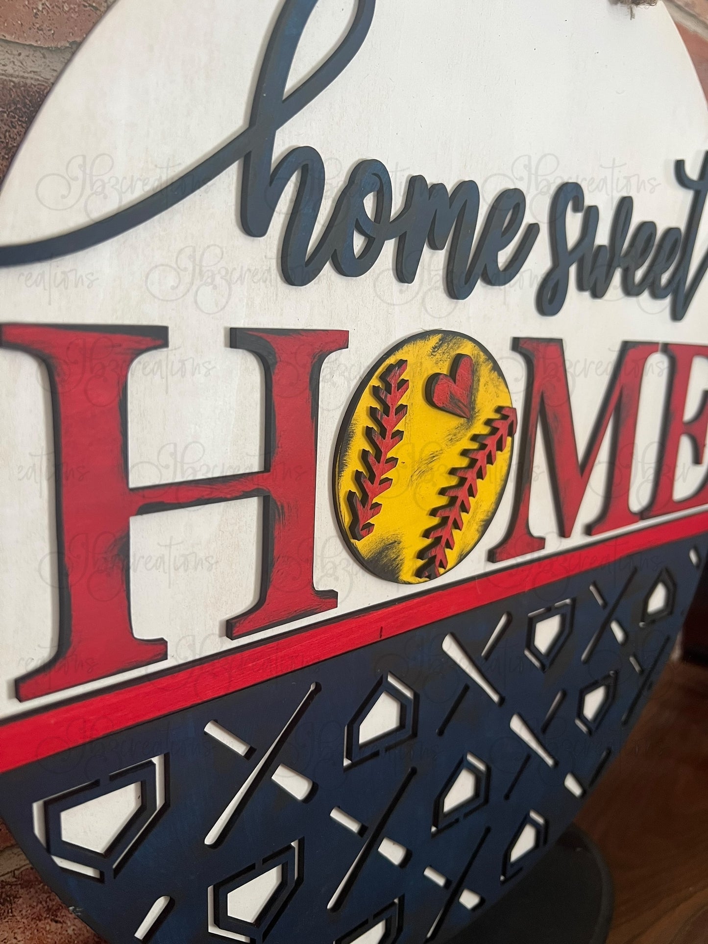 Home Sweet Home Baseball Welcome Door Hanger Home Sweet Home Softball Door Hanger Round Sign Baseball Round Door Sign Softball Round Sign