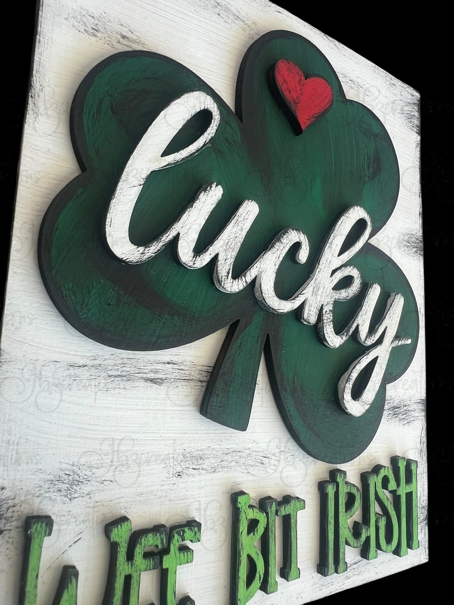 Lucky Shamrock Chunky Block Frame Interchangeable Wood Frame Wood Sign for home, Spring Sign, Wee Bit Irish Sign Seasonal Decor for shelf