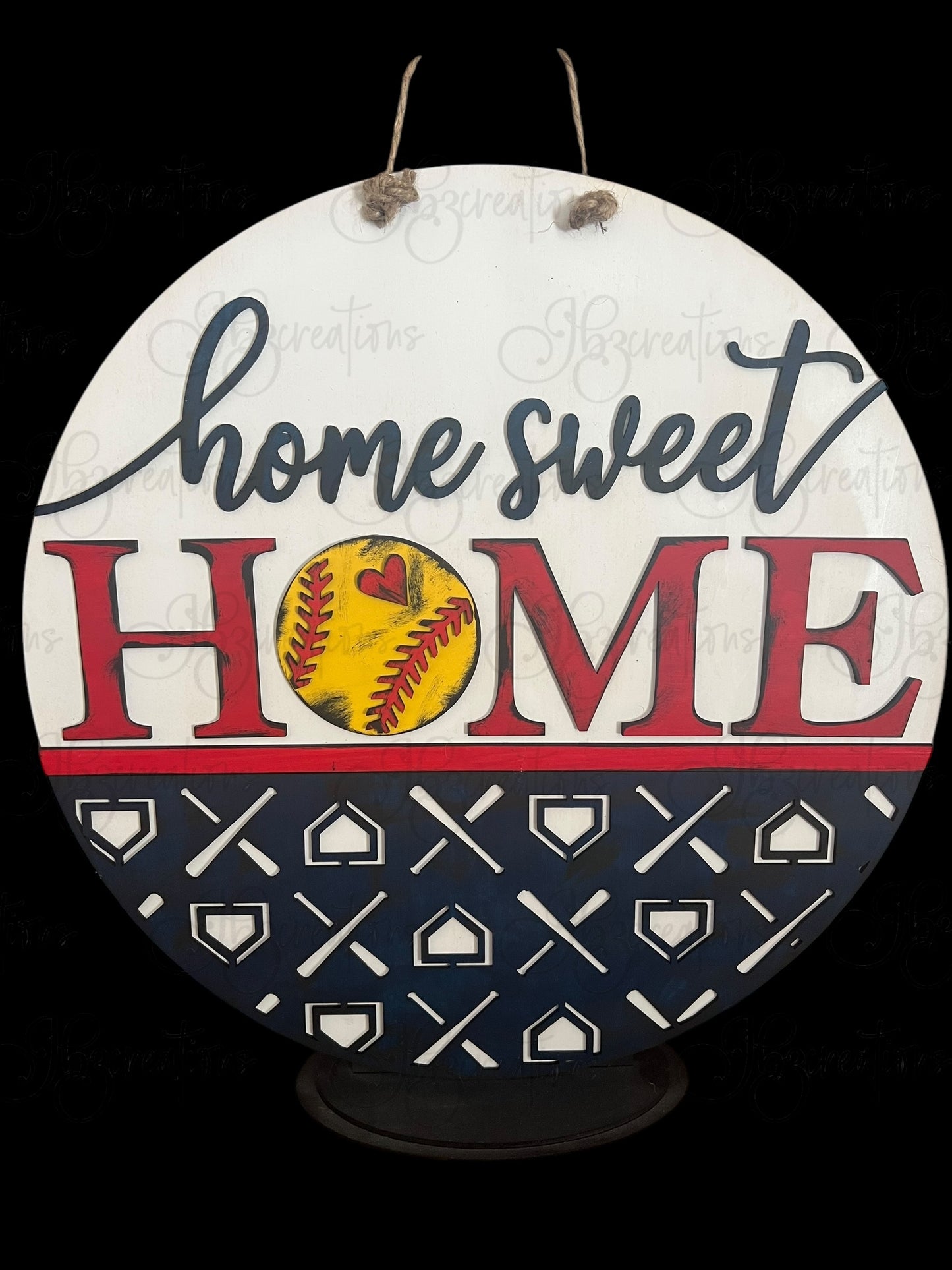 Home Sweet Home Baseball Welcome Door Hanger Home Sweet Home Softball Door Hanger Round Sign Baseball Round Door Sign Softball Round Sign