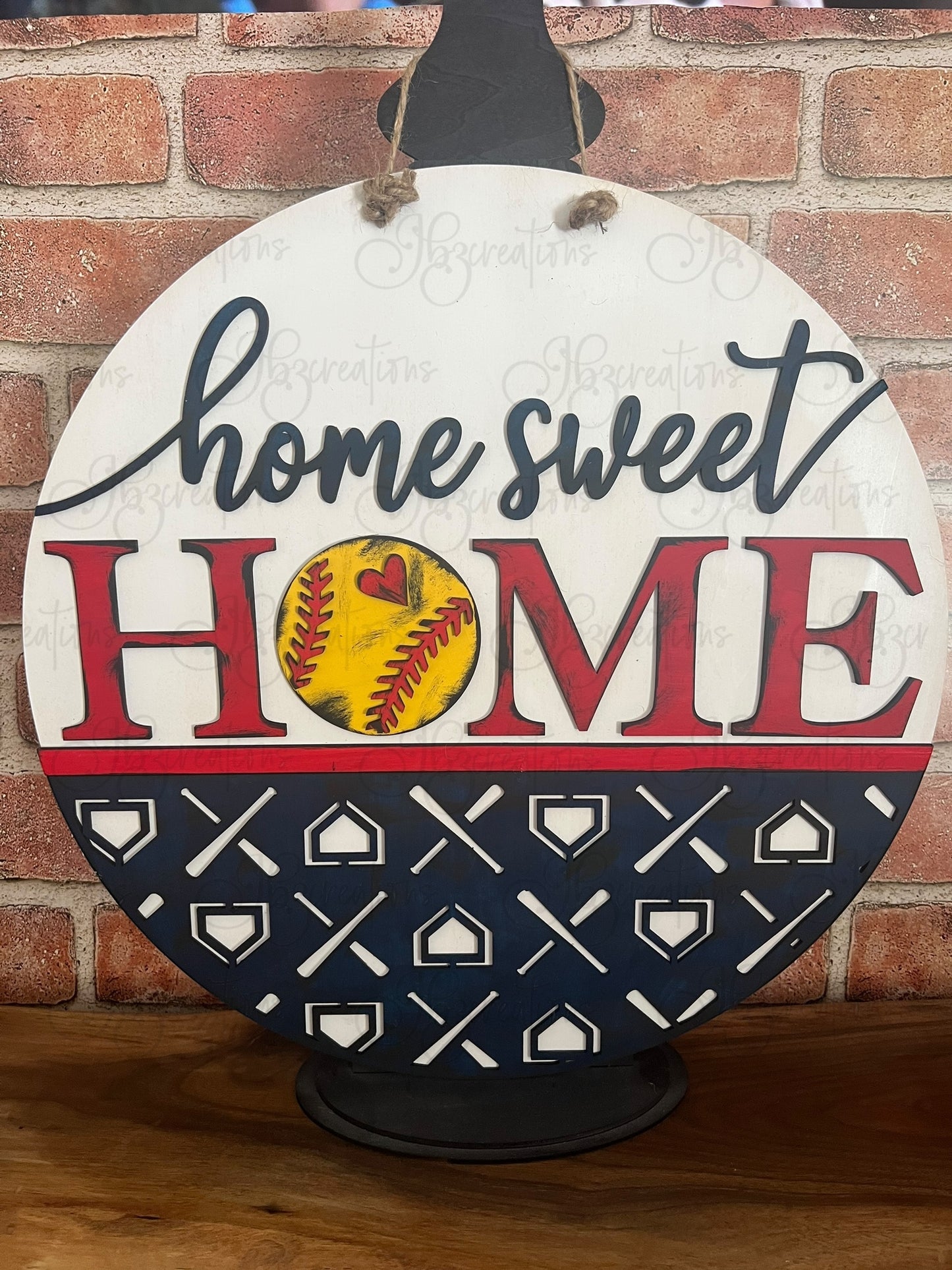 Home Sweet Home Baseball Welcome Door Hanger Home Sweet Home Softball Door Hanger Round Sign Baseball Round Door Sign Softball Round Sign