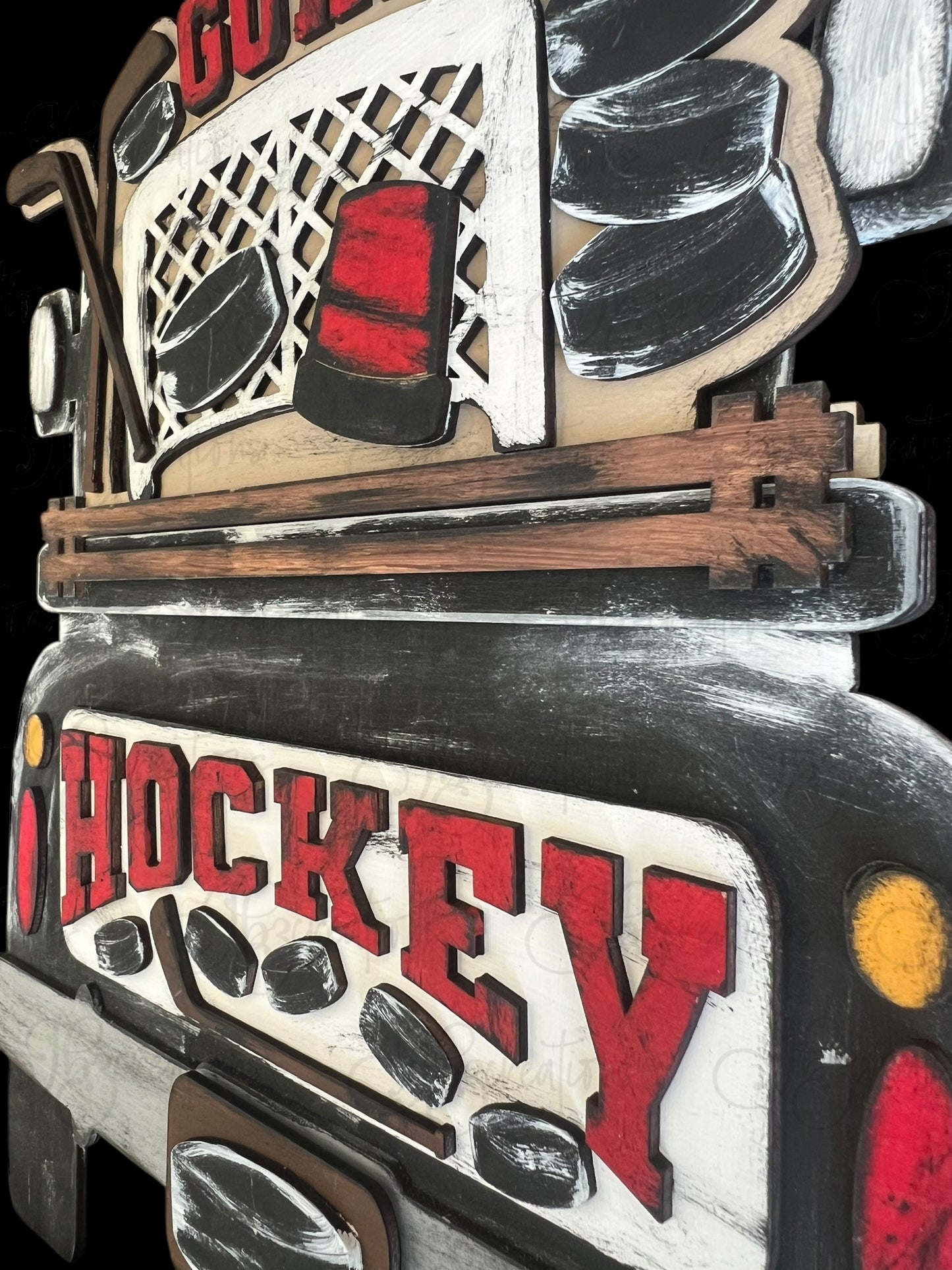 Hockey Interchangeable Truck ADD-ON ONLY Truck Inserts Hockey and Pucks with Net and stick Truck Add-on