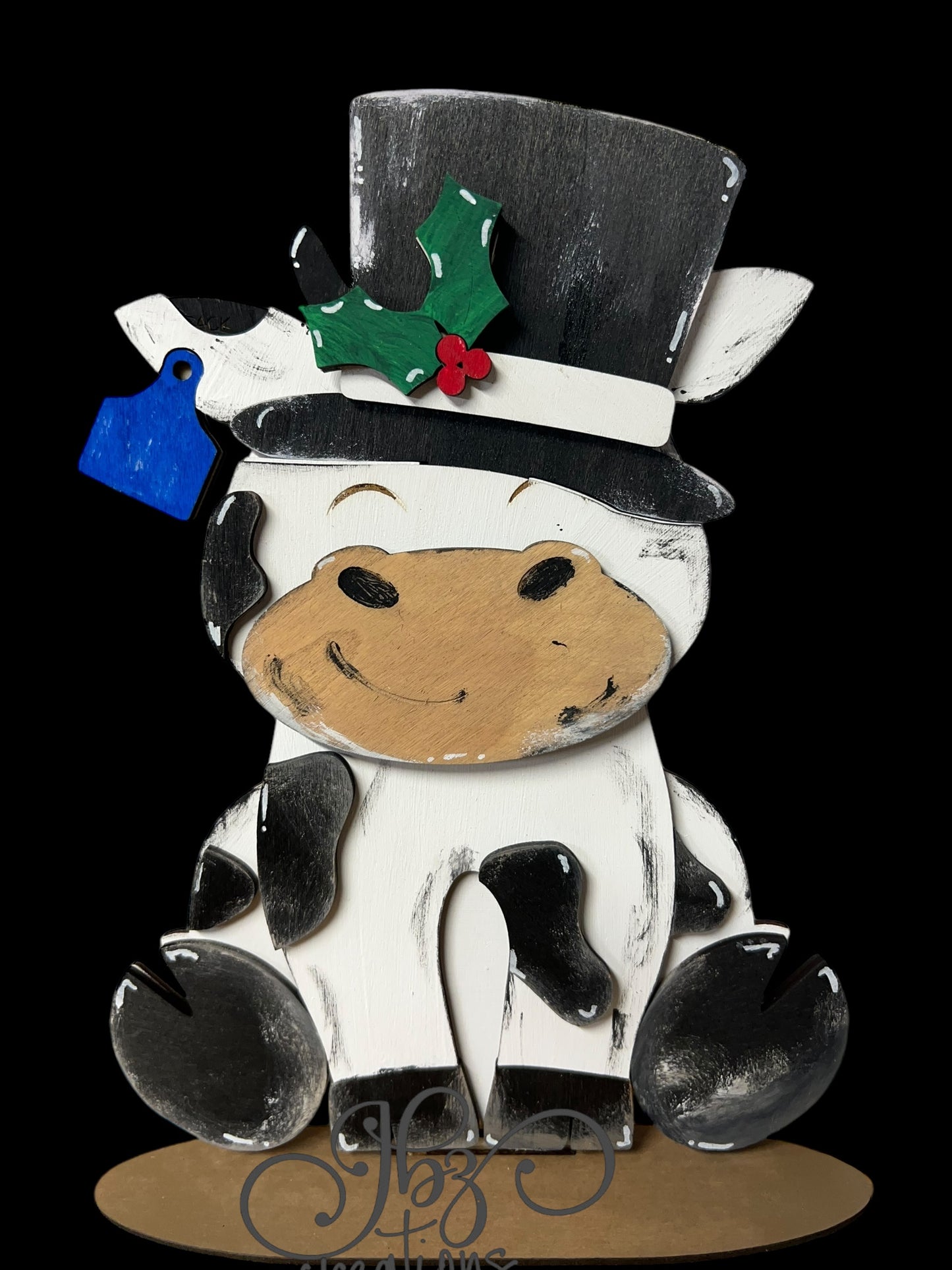 Farm Animal Cow with Interchangeable Seasonal Hats Shelf Sitter Cow Decor Cow Decorations