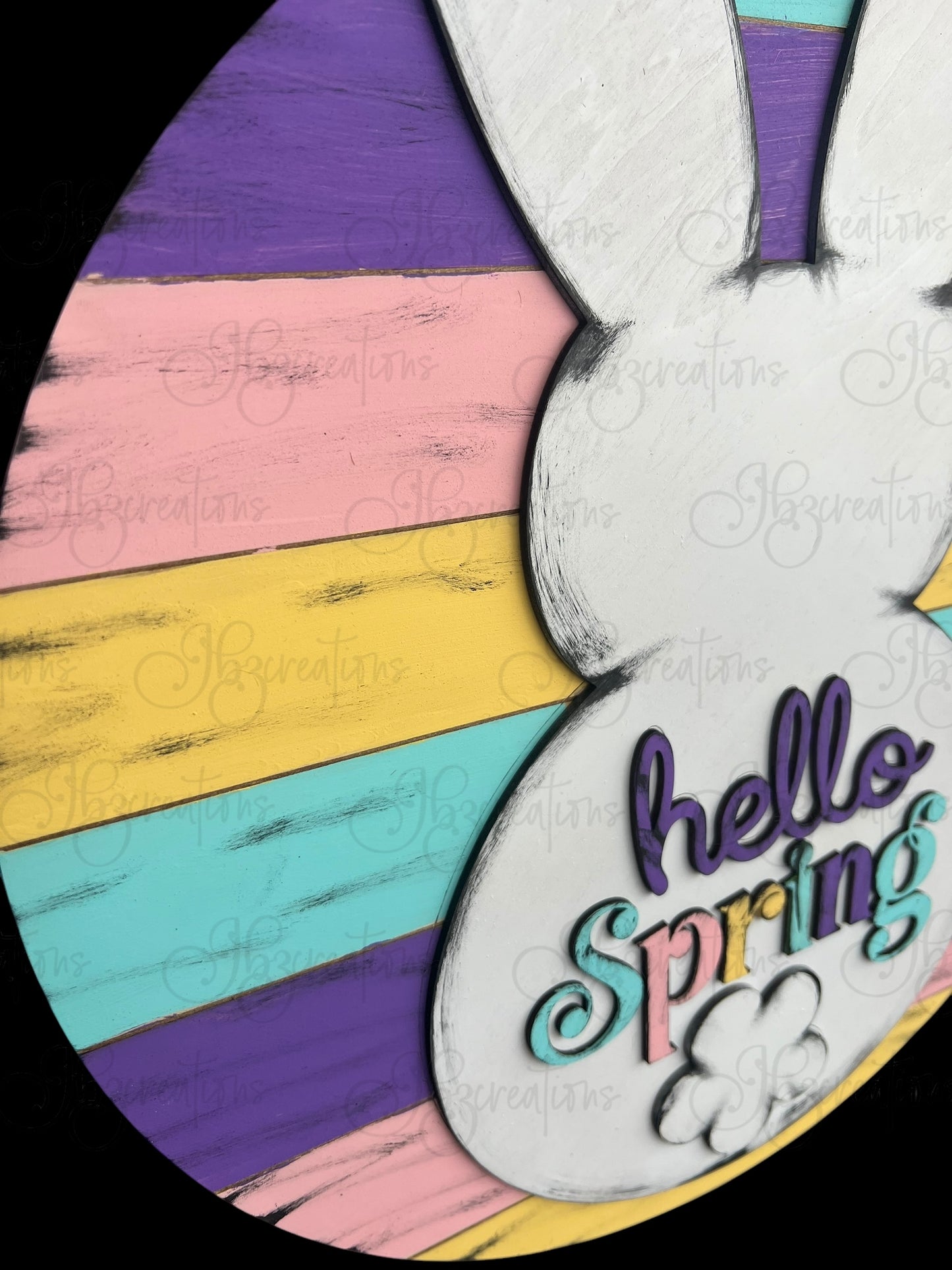 Hello Spring Bunny Welcome Door Hanger Easter Door Hanger Round Sign Hello Spring Door Hanger Easter Bunny Welcome Door Sign