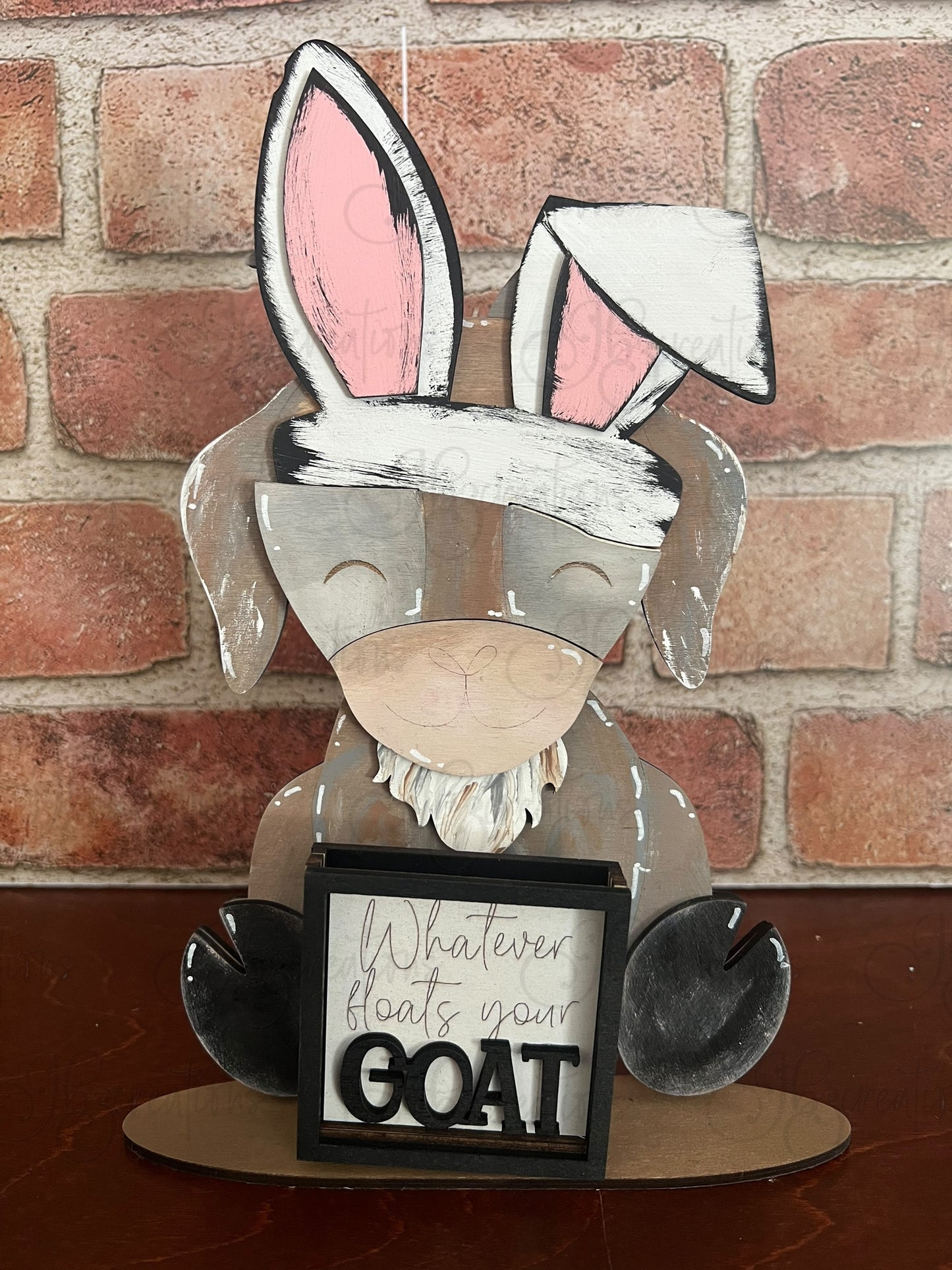 Farm Animal Goat with Interchangeable Seasonal Hats Shelf Sitter Goat Decor Goat Decorations