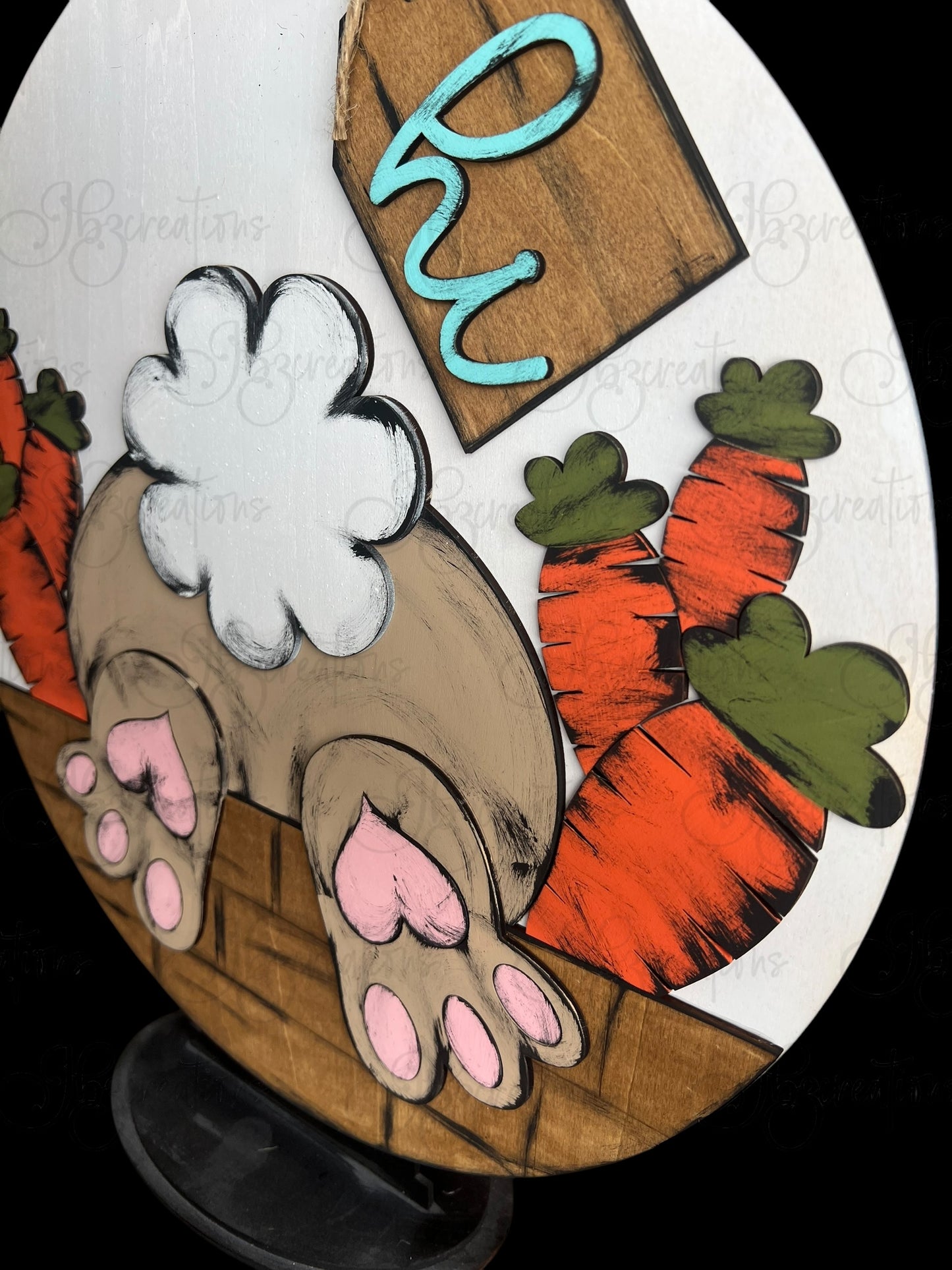 Bunny Welcome Door Hanger Easter Door Hanger Round Sign Hello Spring Door Hanger Easter Bunny Butt Welcome Door Sign Bunny n Carrot Welcome