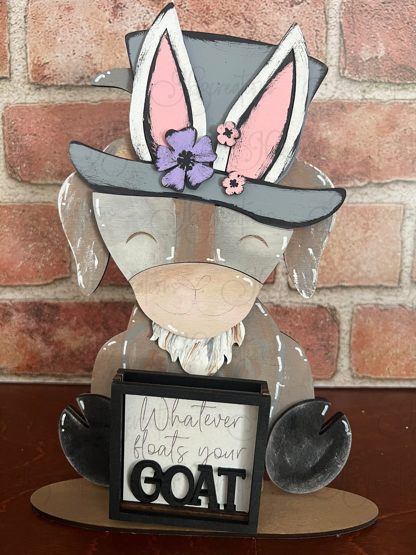 Farm Animal Goat with Interchangeable Seasonal Hats Shelf Sitter Goat Decor Goat Decorations