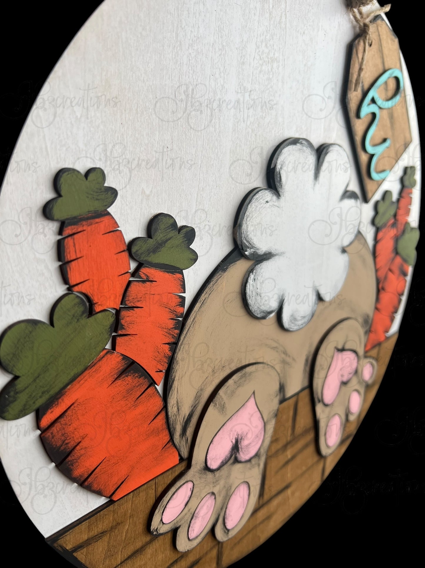 Bunny Welcome Door Hanger Easter Door Hanger Round Sign Hello Spring Door Hanger Easter Bunny Butt Welcome Door Sign Bunny n Carrot Welcome