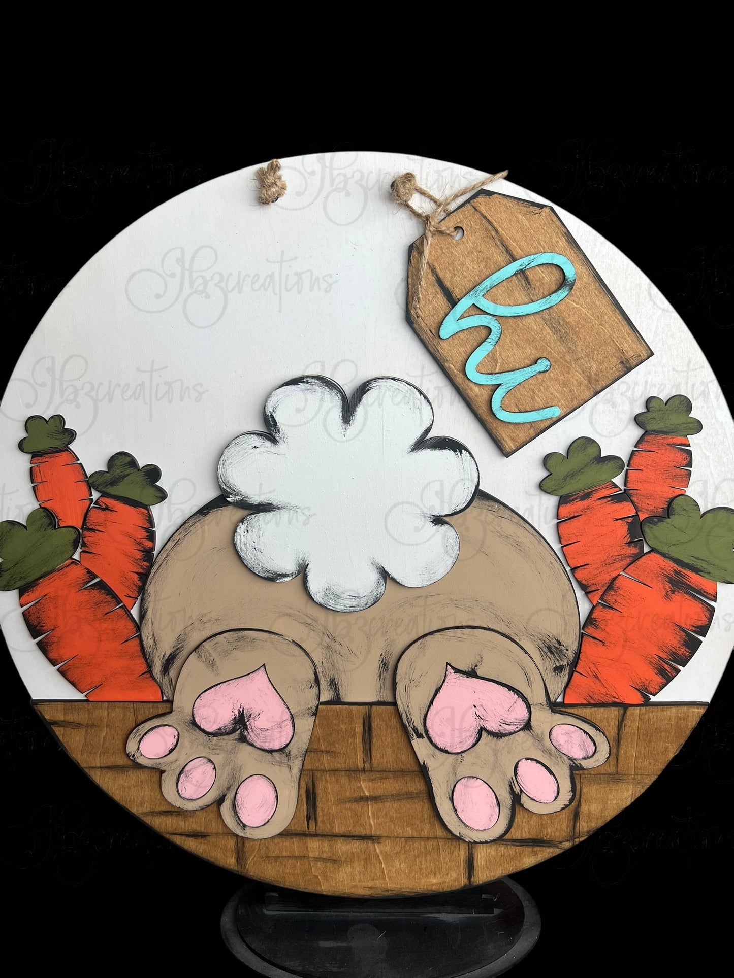Bunny Welcome Door Hanger Easter Door Hanger Round Sign Hello Spring Door Hanger Easter Bunny Butt Welcome Door Sign Bunny n Carrot Welcome