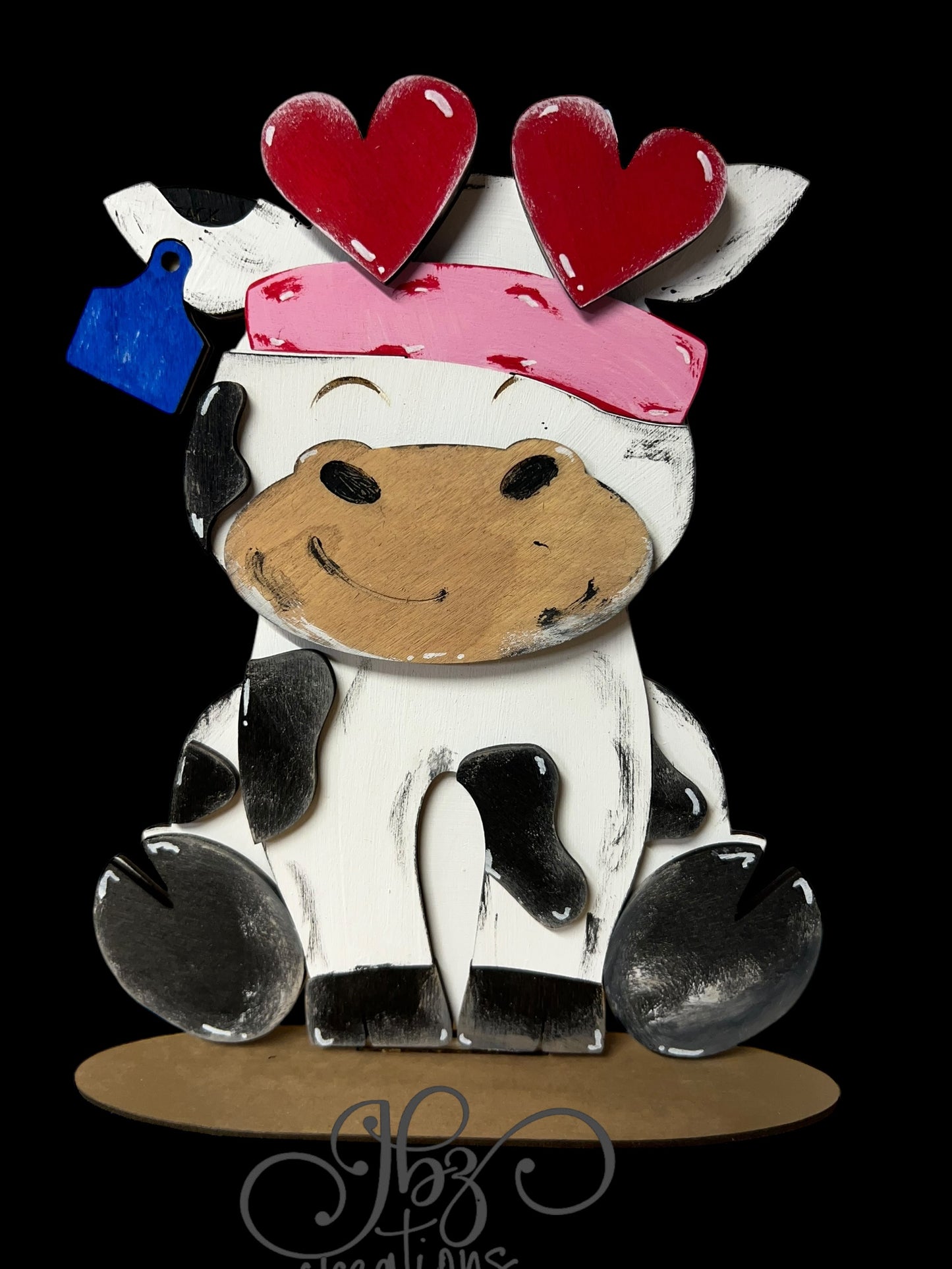 Farm Animal Cow with Interchangeable Seasonal Hats Shelf Sitter Cow Decor Cow Decorations