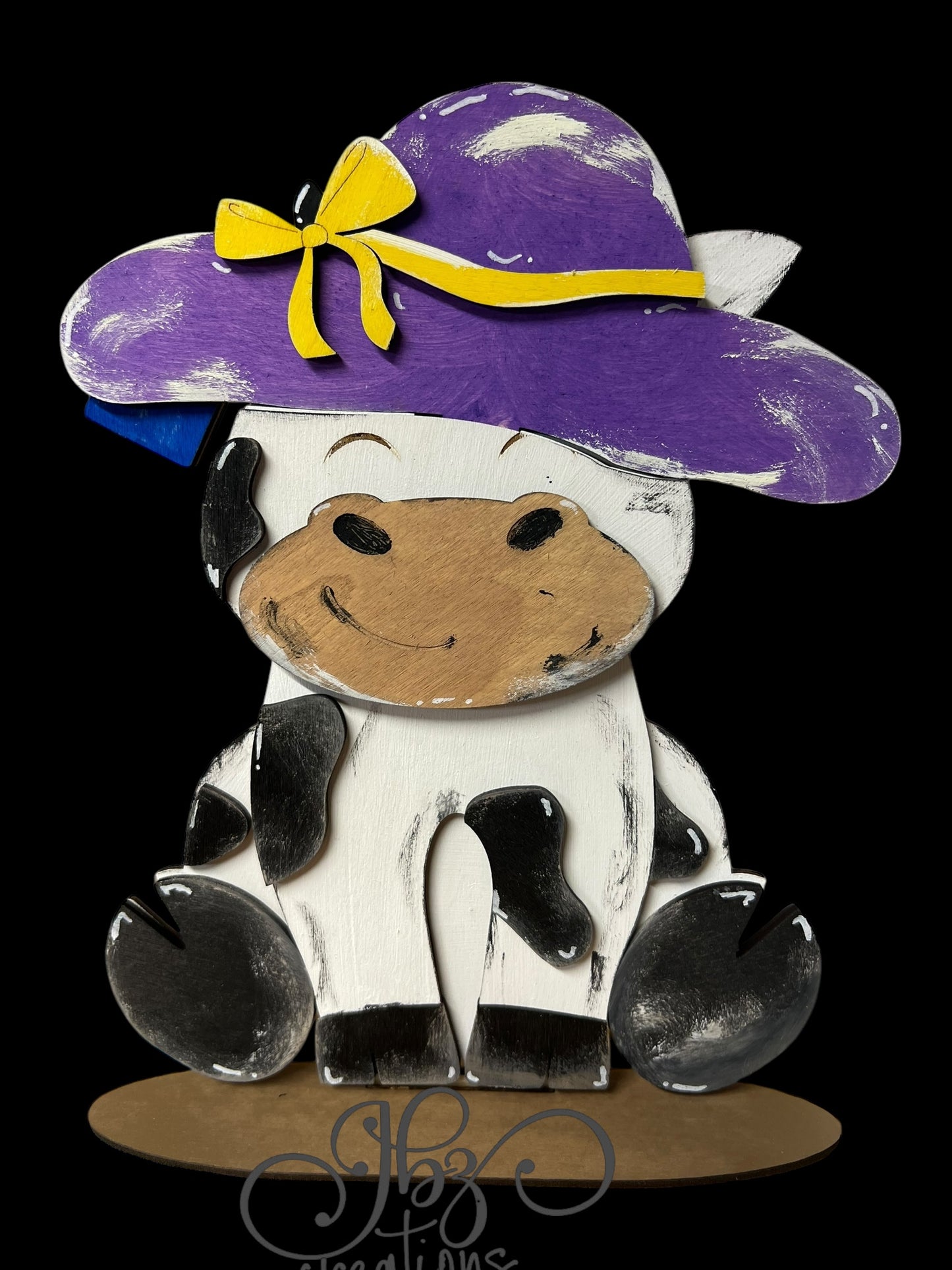 Farm Animal Cow with Interchangeable Seasonal Hats Shelf Sitter Cow Decor Cow Decorations