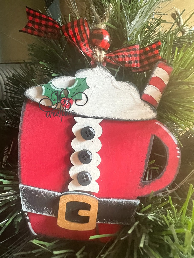 Santa Suit Hot Cocoa Mug Christmas Tree Ornament