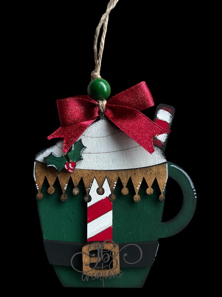 Elf Suit Hot Cocoa Mug Christmas Tree Ornament