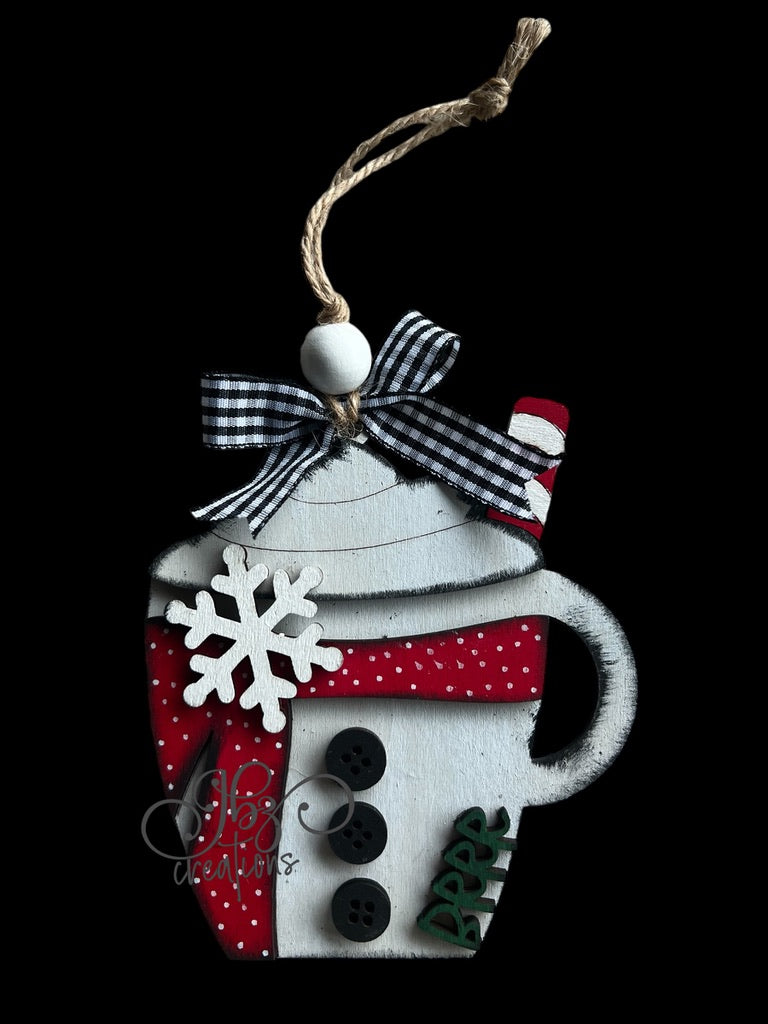 Snowman Hot Cocoa Mug Christmas Tree Ornaments