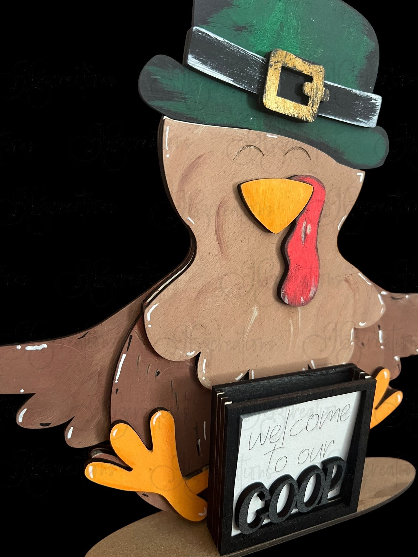 Farm Animal Turkey with Interchangeable Seasonal Hats Shelf Sitter Turkey Decor Turkey Decorations