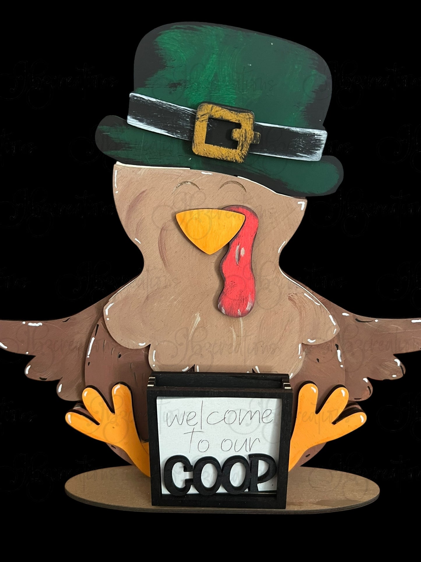 Farm Animal Turkey with Interchangeable Seasonal Hats Shelf Sitter Turkey Decor Turkey Decorations