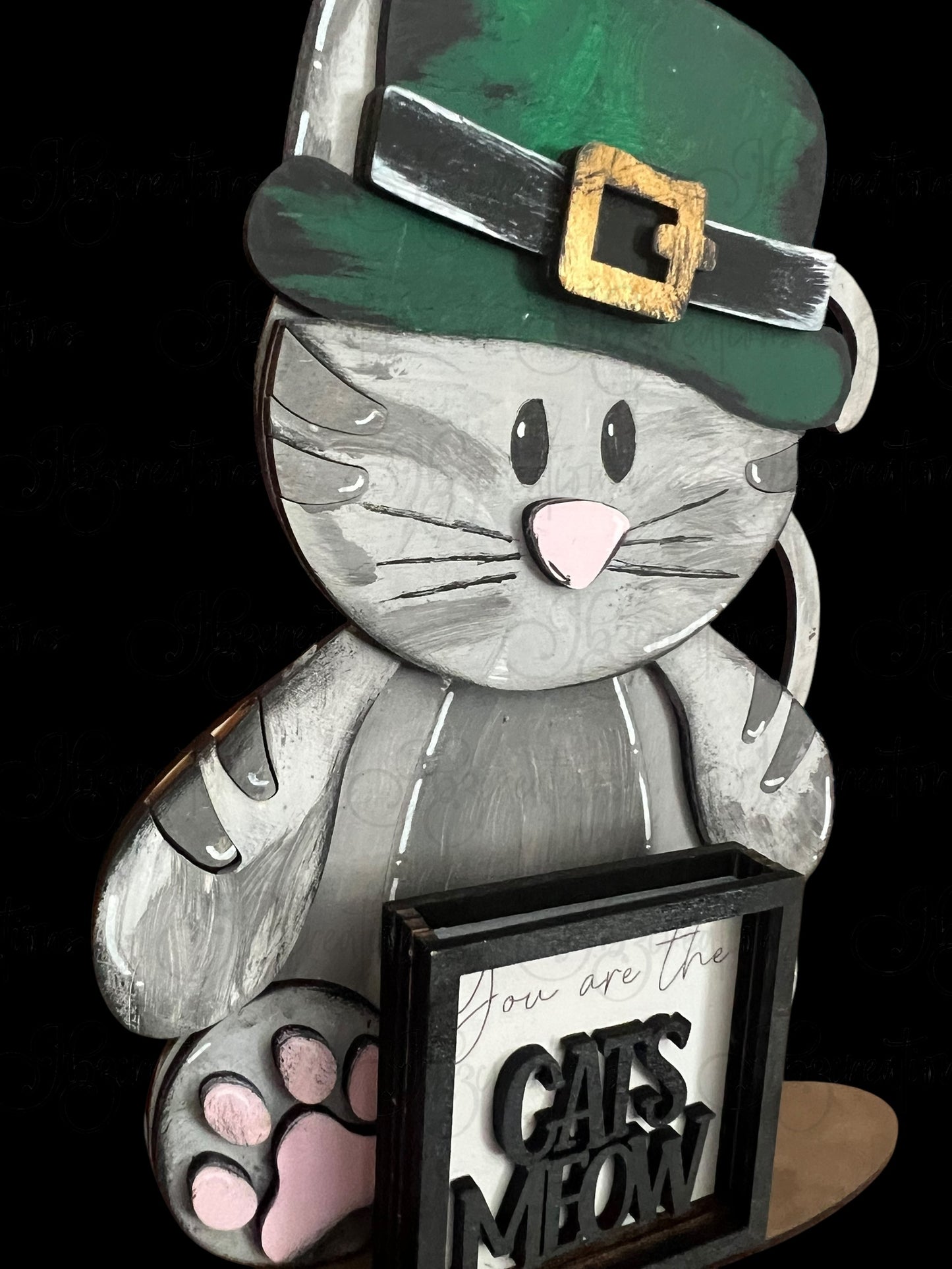 Farm Animal Cat with Interchangeable Seasonal Hats Shelf Sitter Cat Decor Cat Decorations