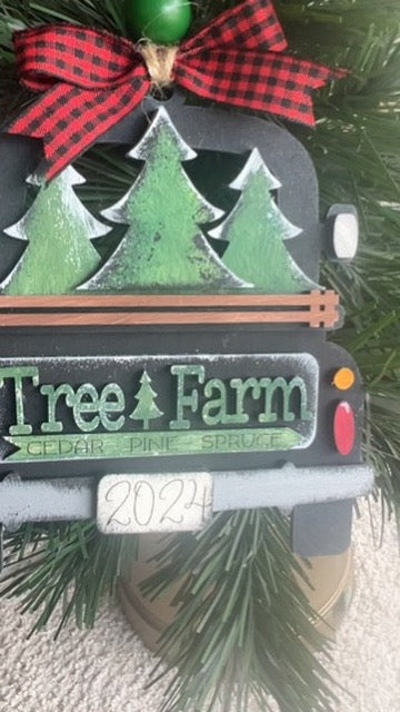 Tree Farm Retro Truck Christmas Tree Ornament