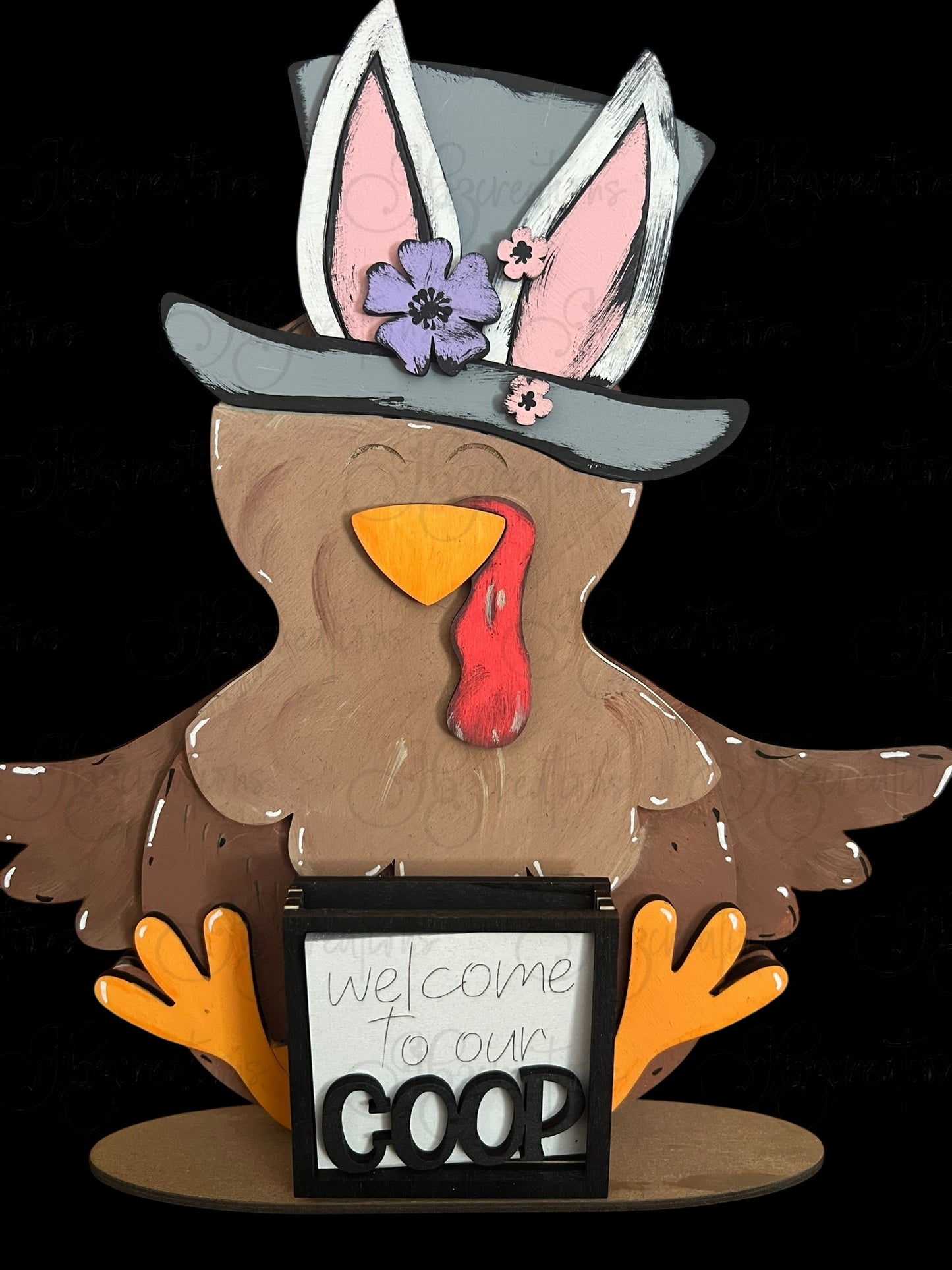Farm Animal Turkey with Interchangeable Seasonal Hats Shelf Sitter Turkey Decor Turkey Decorations