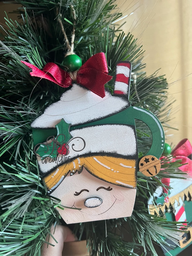 Christmas Elf Hot Cocoa Mug Christmas Tree Ornament