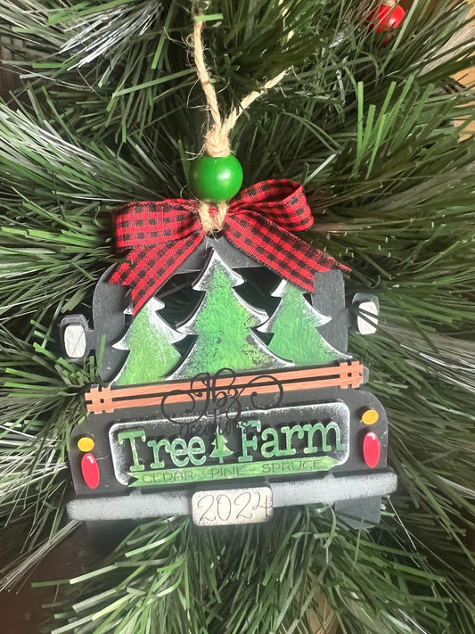 Tree Farm Retro Truck Christmas Tree Ornament