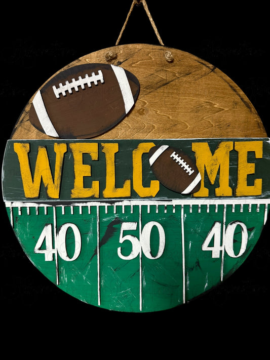 Football Welcome Football Door Hanger Round Door Sign