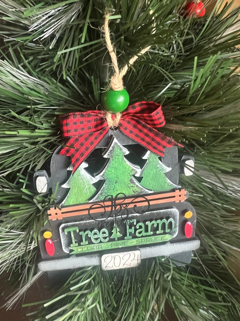 Tree Farm Retro Truck Christmas Tree Ornament