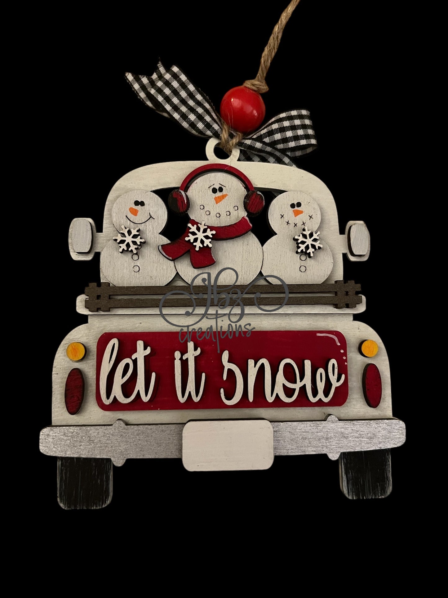 Let it Snow Snowman Retro Truck Christmas Tree Ornament