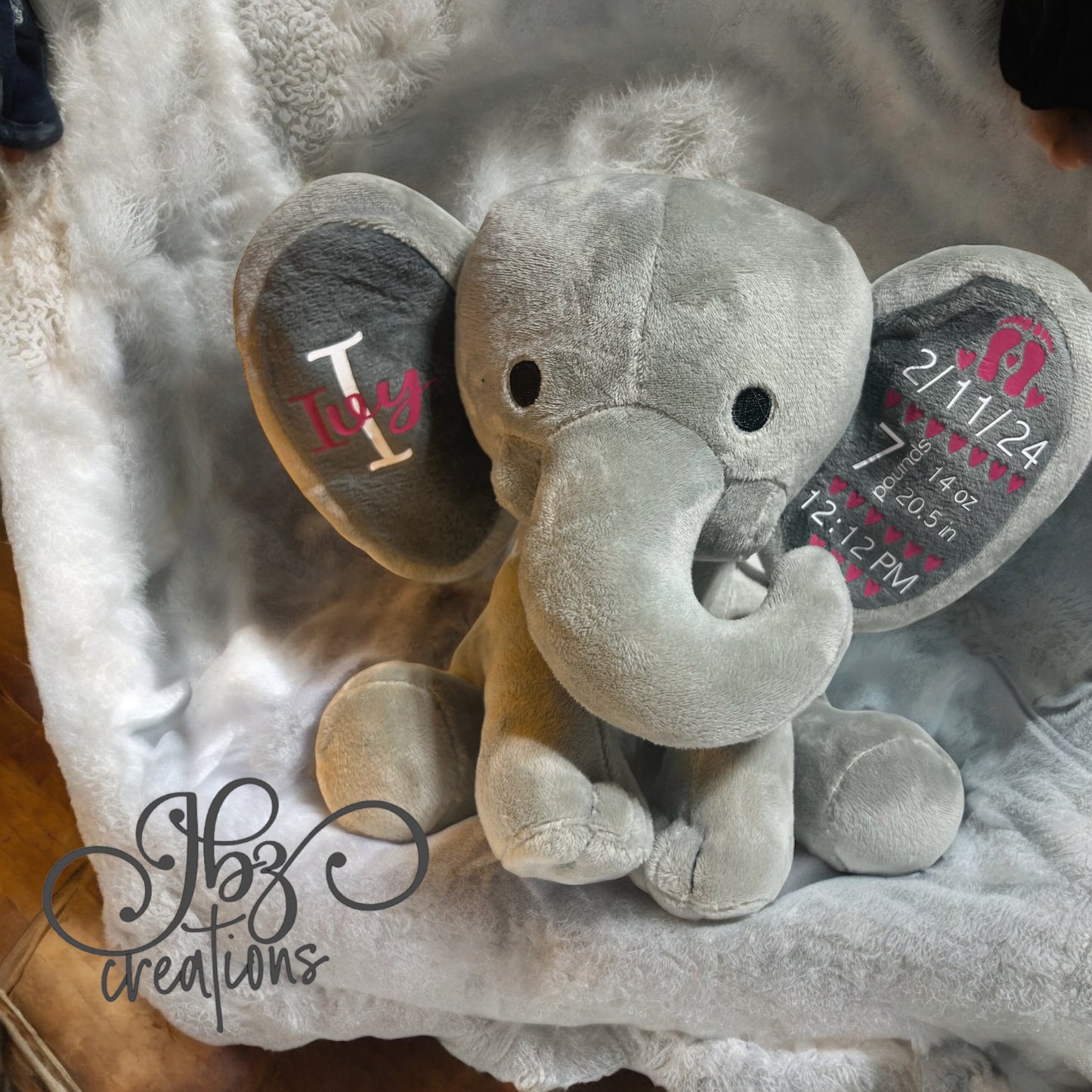 Plush Elephant Birth Announcement