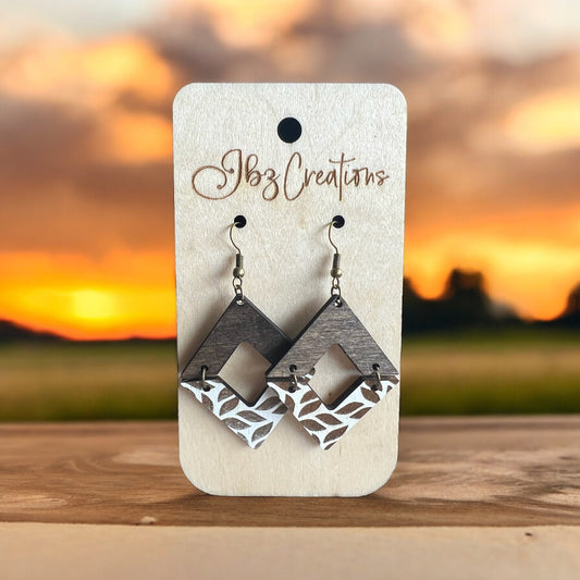 Triangle Split Wooden Earrings