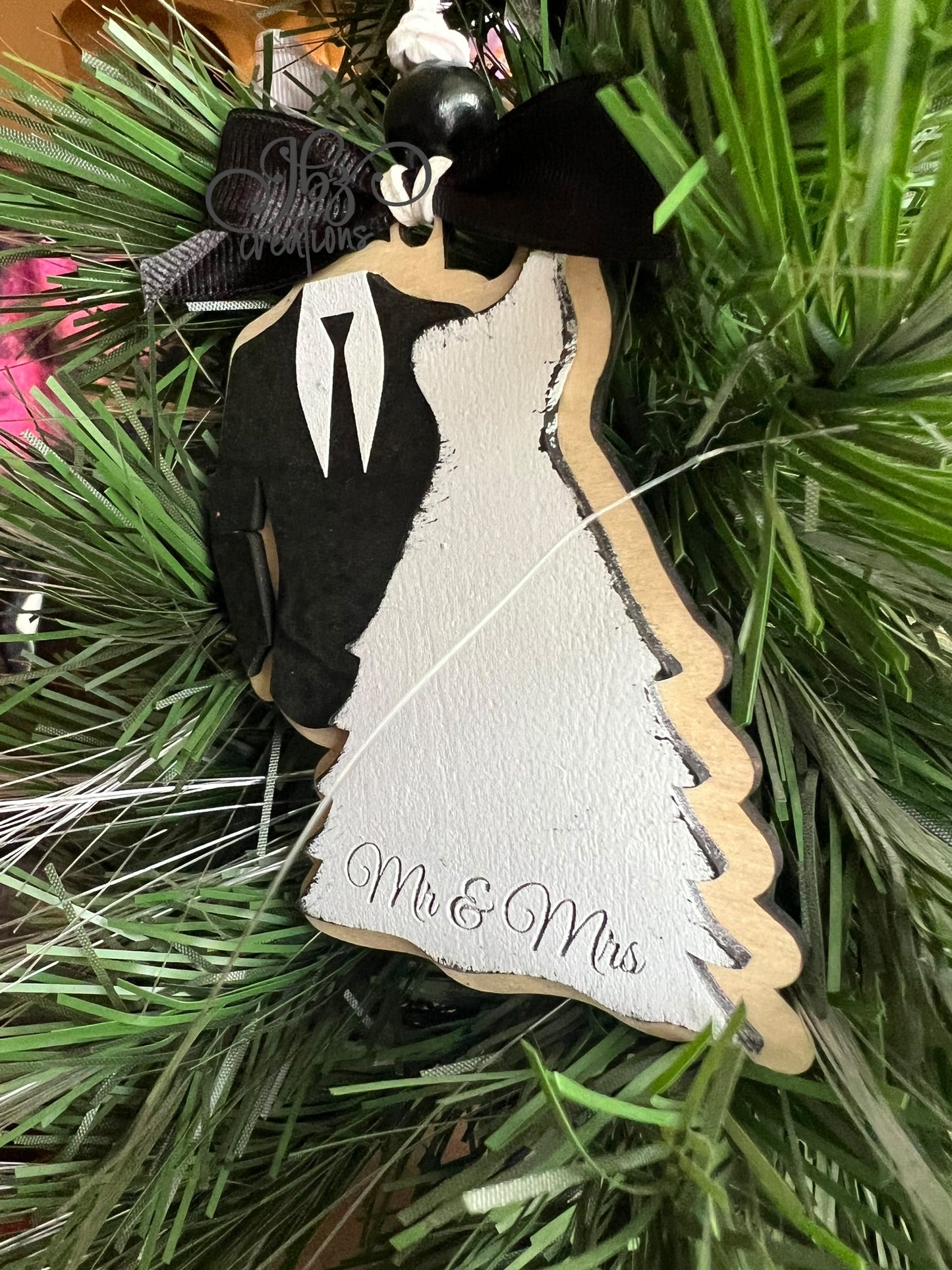 Bride and Groom Wedding Christmas Ornament, Our First Christmas Married Ornament, Mr & Mrs Christmas Ornament, Newlywed Christmas Gift