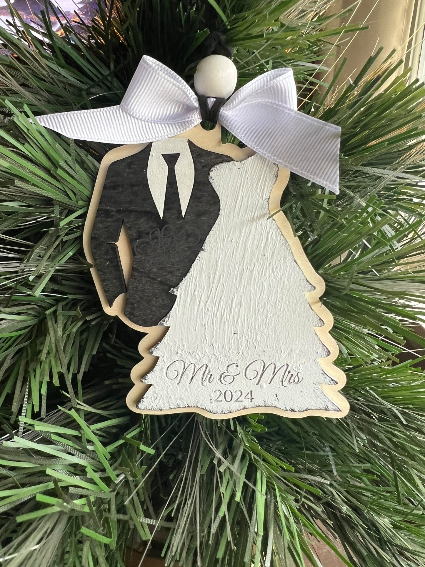 Bride and Groom Wedding Christmas Ornament, Our First Christmas Married Ornament, Mr & Mrs Christmas Ornament, Newlywed Christmas Gift