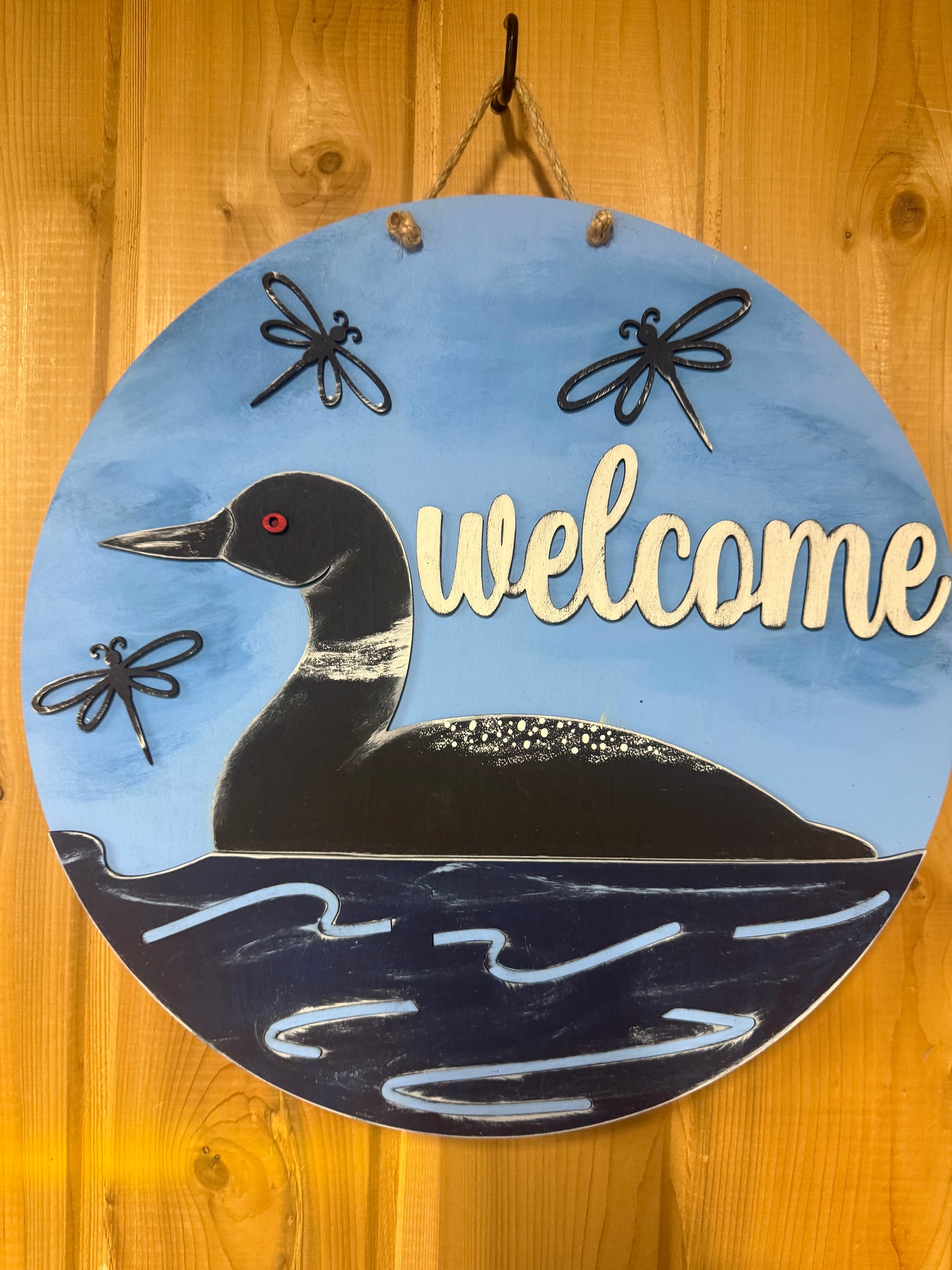 Loon Welcome Door Hanger Door Welcome Round Sign