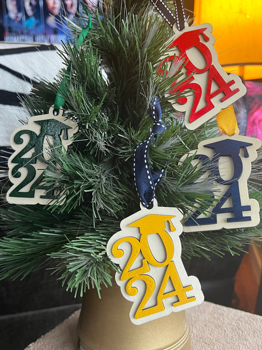 Class of 2024 Ornament Custom School Colors Graduation Gift 2024 Graduation Cap Ornament