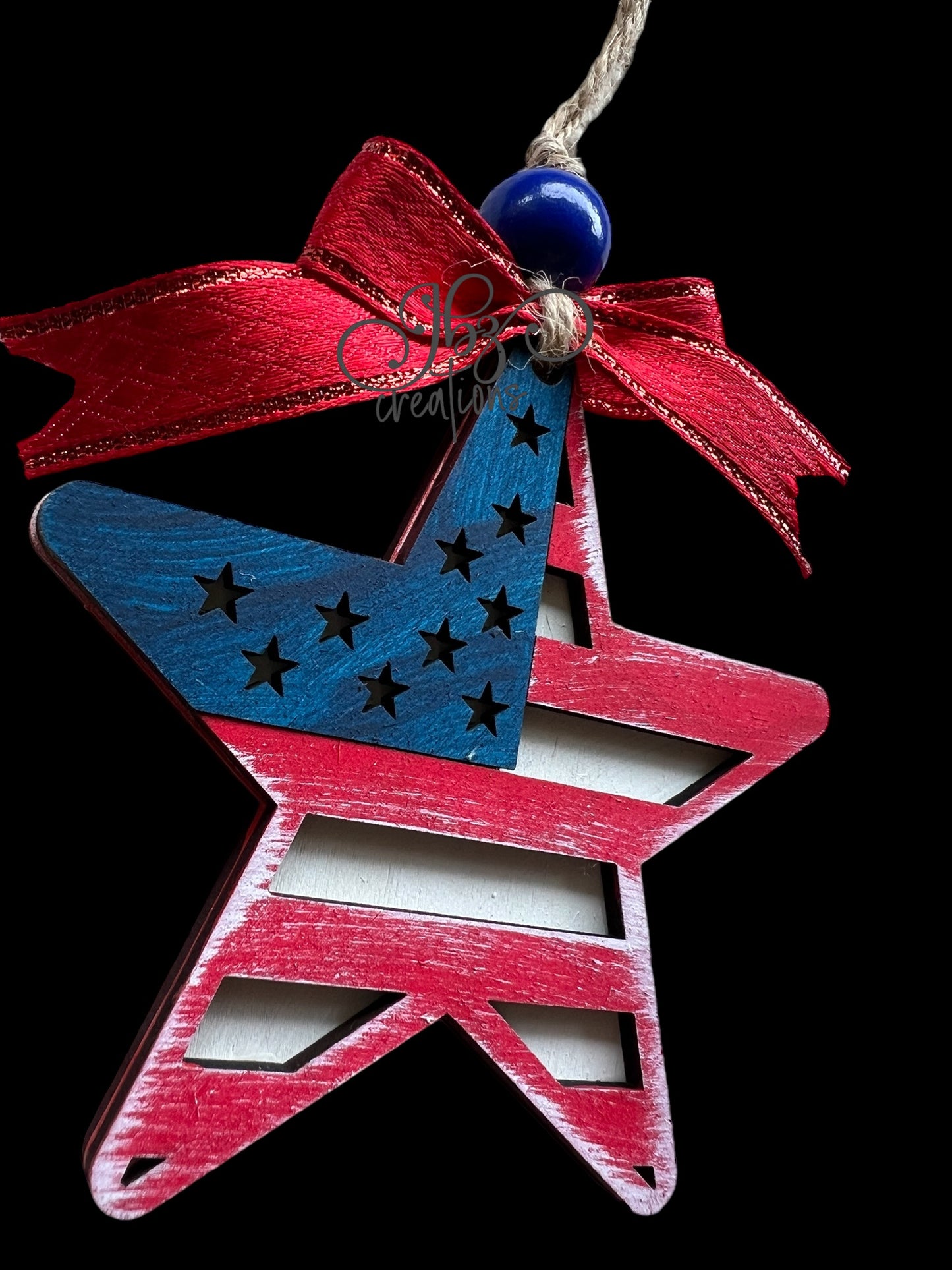 American Flag Star Christmas Ornament