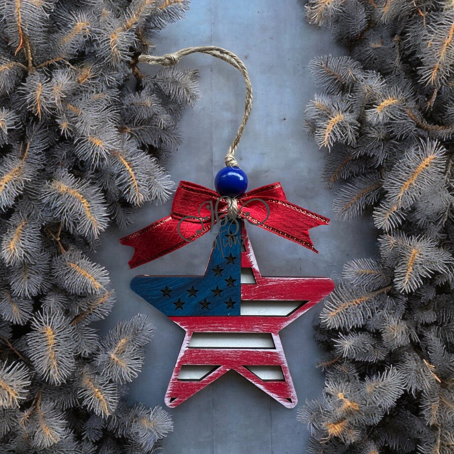 American Flag Star Christmas Ornament