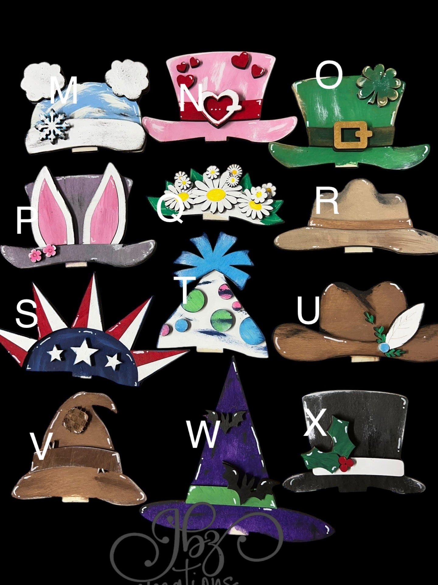 Twelve Hats BUNDLES - Pick your hats bundle of 12 for Farm Animal Interchangeable Seasonal Hats Shelf Sitter Decorations ADD-ON Only