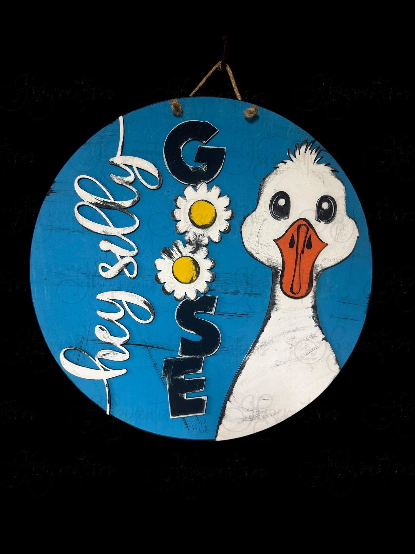 Goose Hey Silly Goose Welcome Door Hanger Door Welcome Round Sign