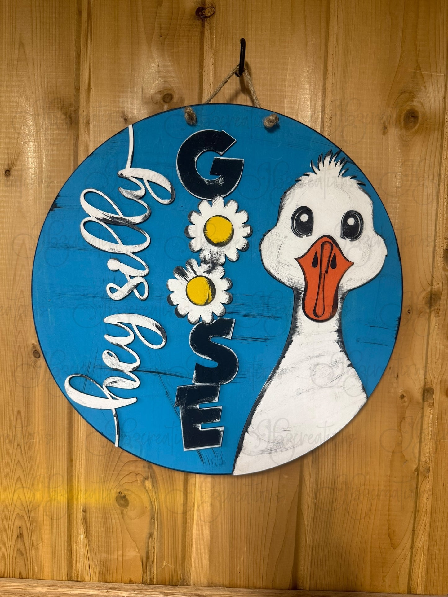 Goose Hey Silly Goose Welcome Door Hanger Door Welcome Round Sign