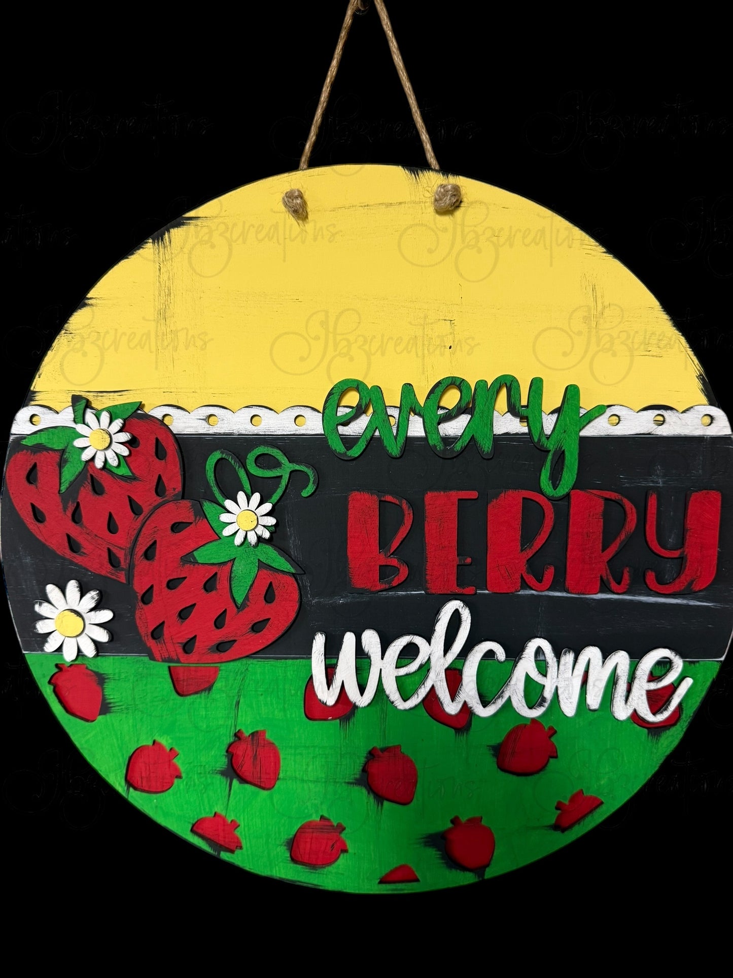 Strawberry Every Berry Welcome Round Sign Strawberry Home Sweet Home Welcome Round Sign WelcomeDoor Sign
