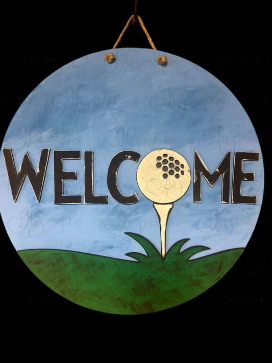 Golf Welcome Door Hanger Door Welcome Round Sign