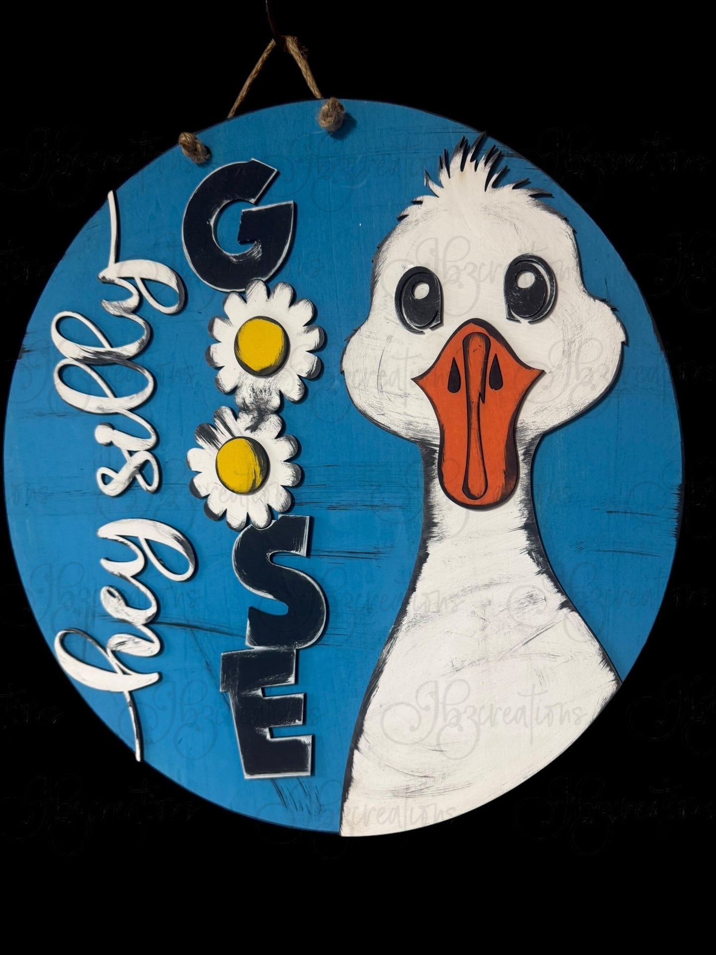 Goose Hey Silly Goose Welcome Door Hanger Door Welcome Round Sign