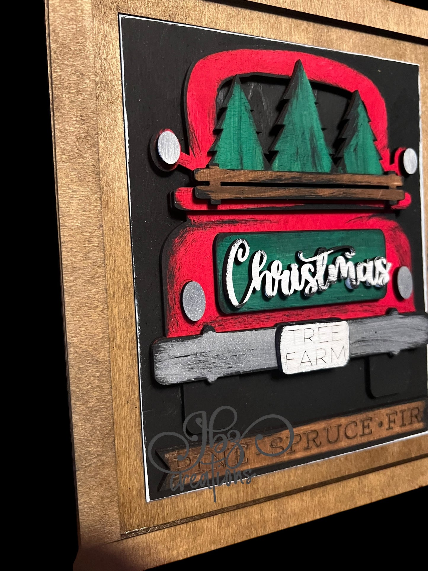 Christmas Retro Truck Sign Chunky Block Frame Interchangeable Wood Frame Wood Sign for home, Christmas Sign, Seasonal Holiday Decor for shelf (Copy)