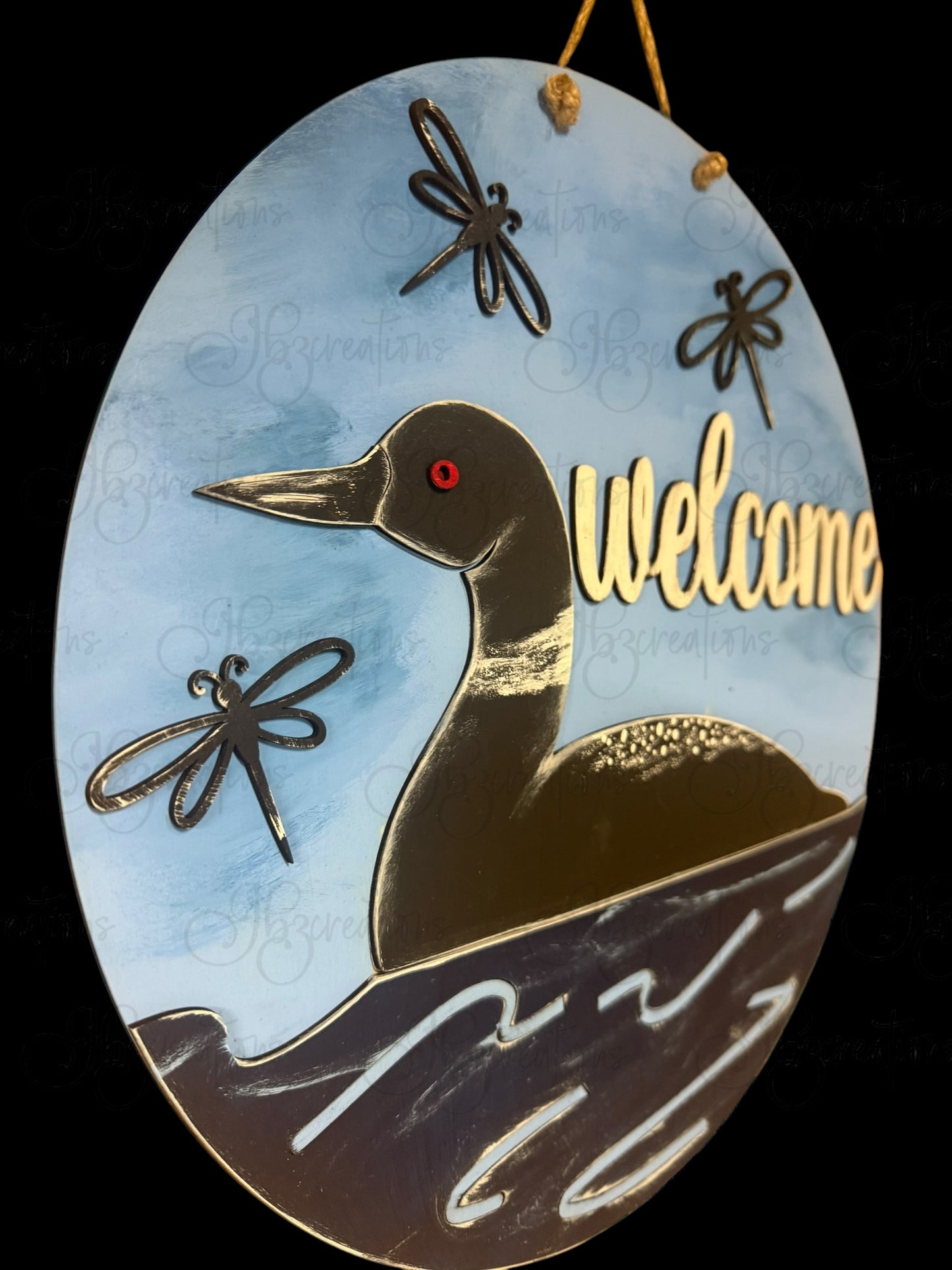 Loon Welcome Door Hanger Door Welcome Round Sign