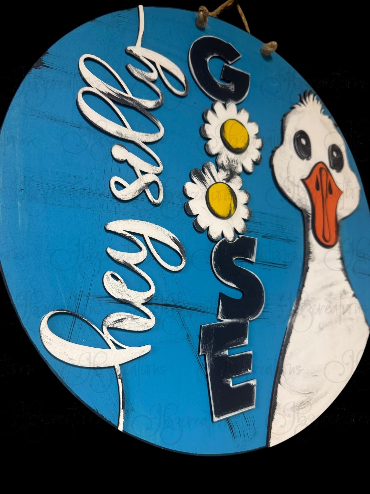 Goose Hey Silly Goose Welcome Door Hanger Door Welcome Round Sign