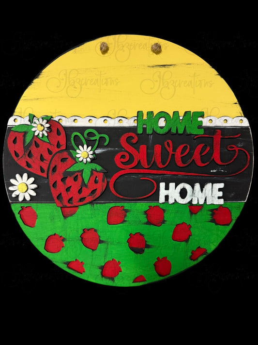 Strawberry Every Berry Welcome Round Sign Strawberry Home Sweet Home Welcome Round Sign WelcomeDoor Sign